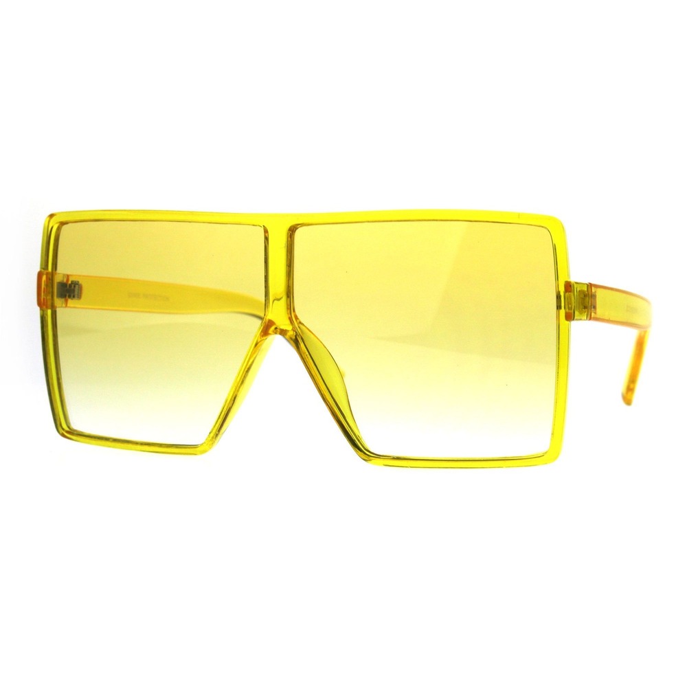 Oversized Square Sunglasses Fashion Trendy Bold Statement Yellow Sun Glasses New